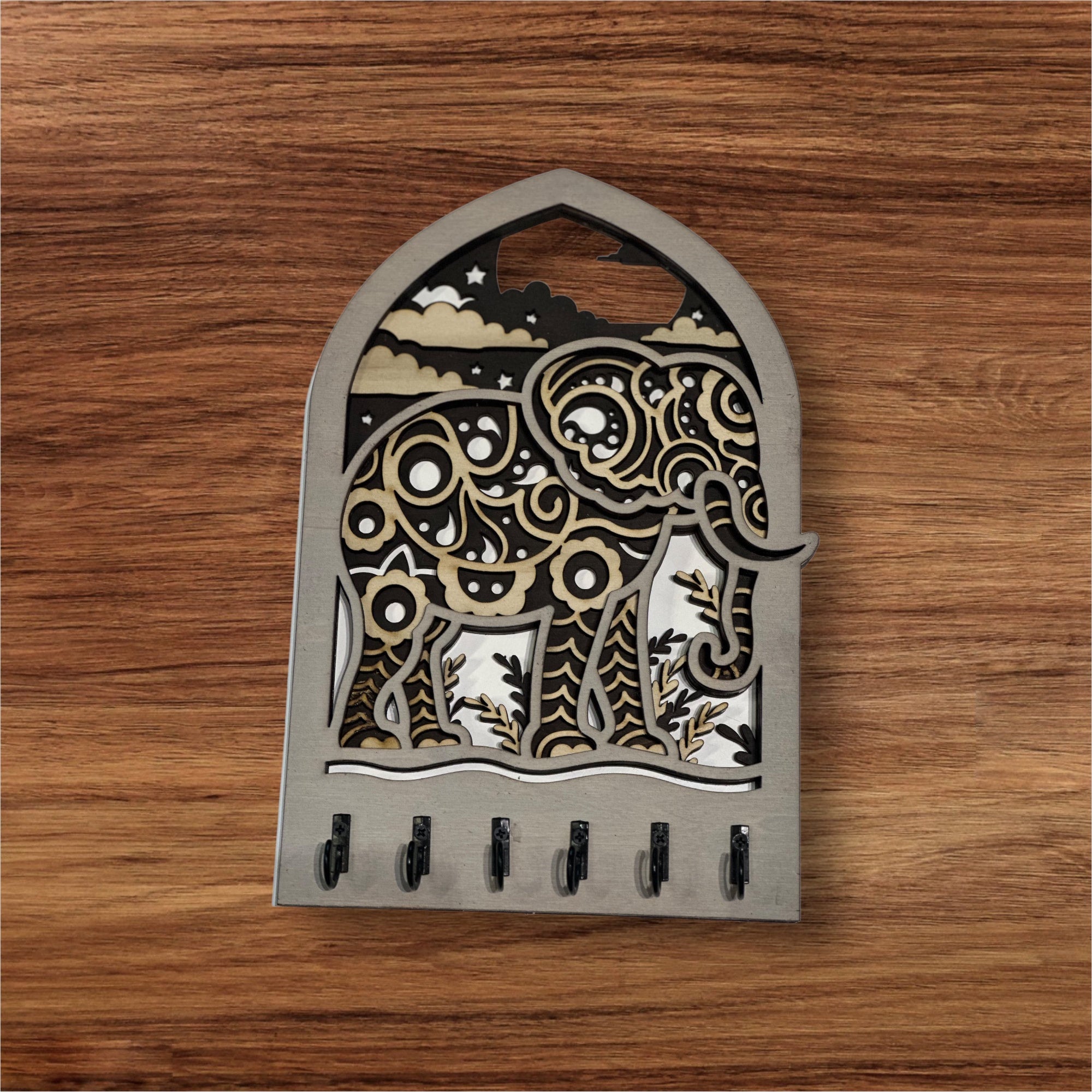 Mandala Elephant Key Holder, Realtor Gift, House Warming Gift